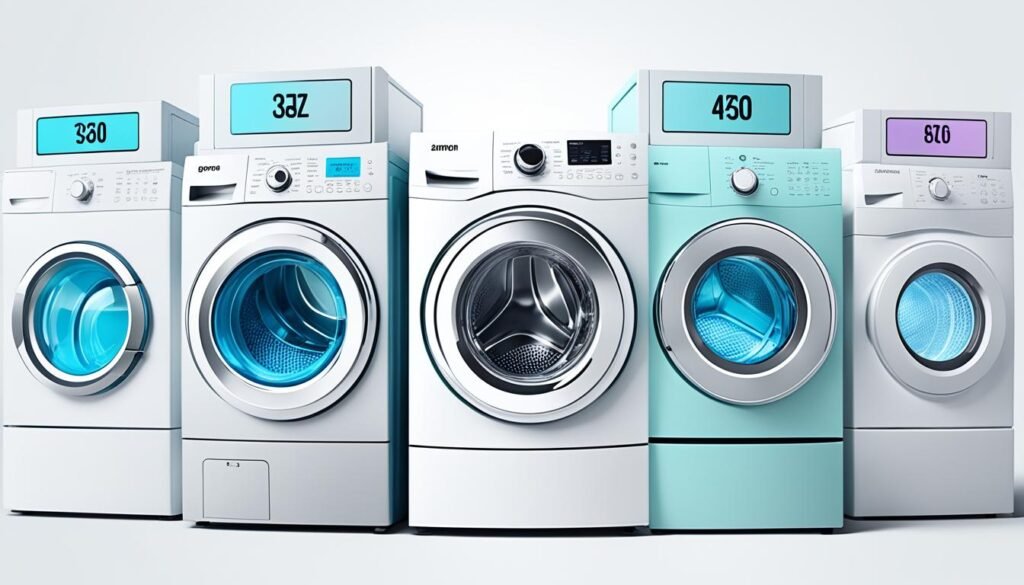 washing machine sizes chart