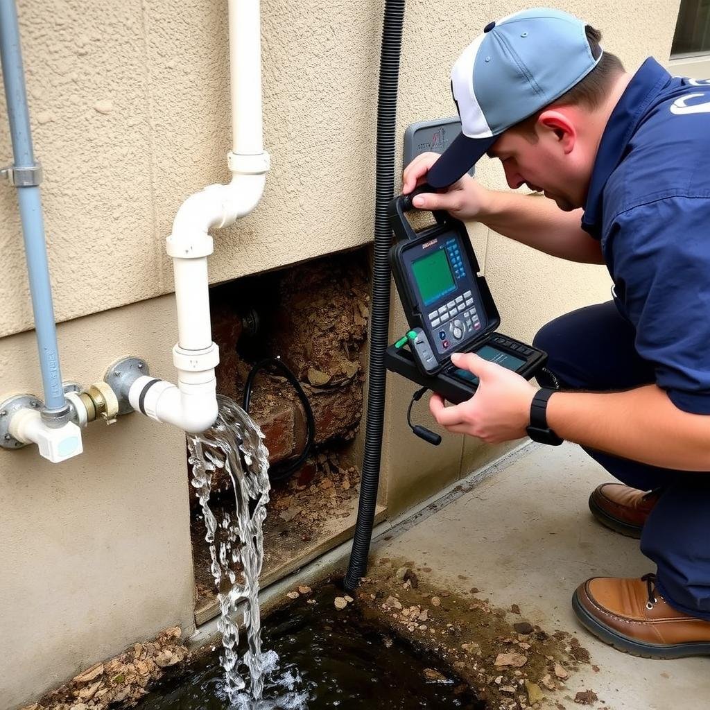 Final testing of newly repaired drain system in Corona residence Final testing of newly repaired drain system in Corona residence