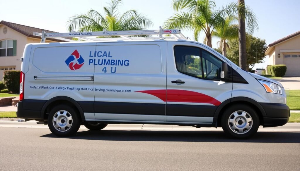 Local Plumbers 4 U service van in Corona CA neighborhood Local Plumbers 4 U service van in Corona CA neighborhood