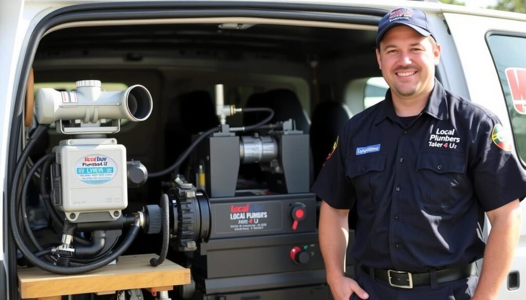 Local Plumbers 4 U technician with sewer camera equipment in Corona Local Plumbers 4 U technician with sewer camera equipment in Corona