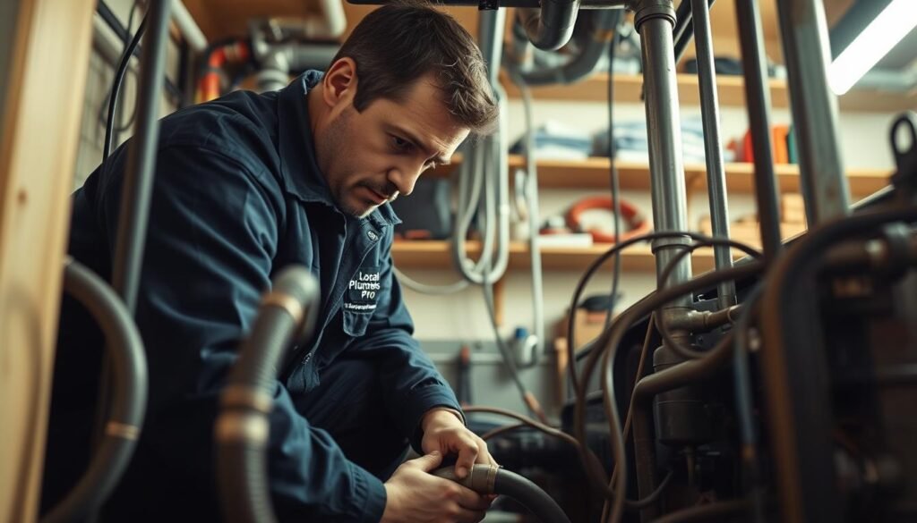 professional plumber fixing complex plumbing issue
