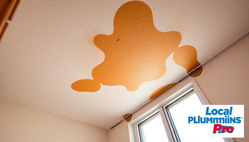 water stains on ceiling from plumbing leak