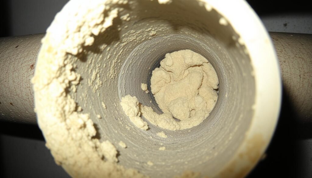 limescale buildup in pipes