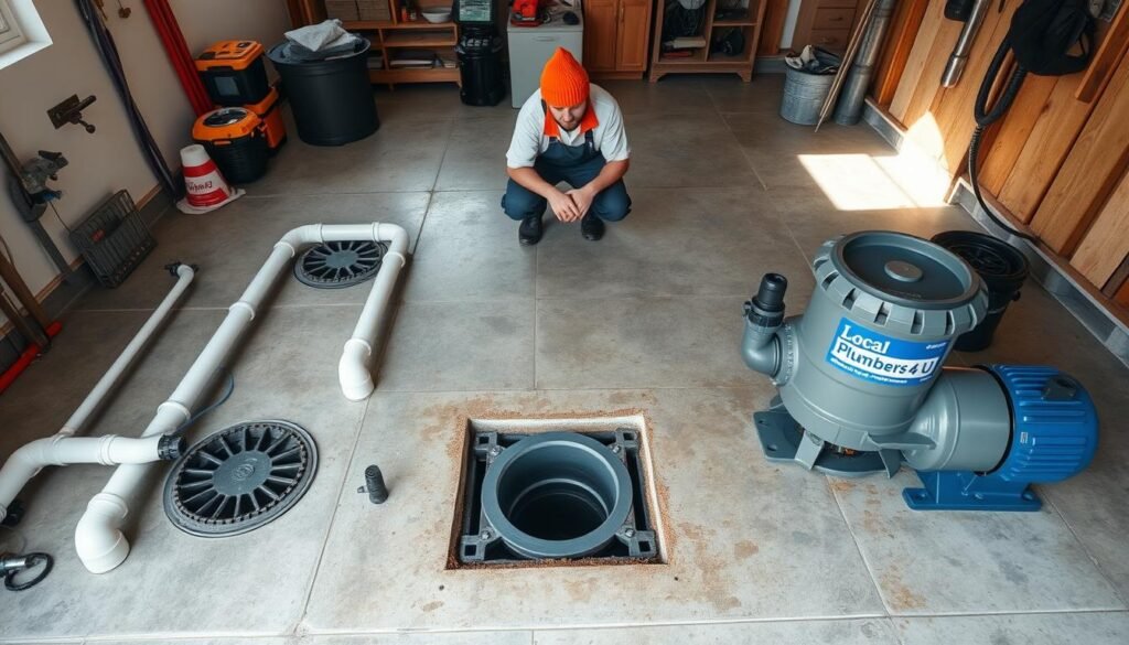Garage drainage system installation