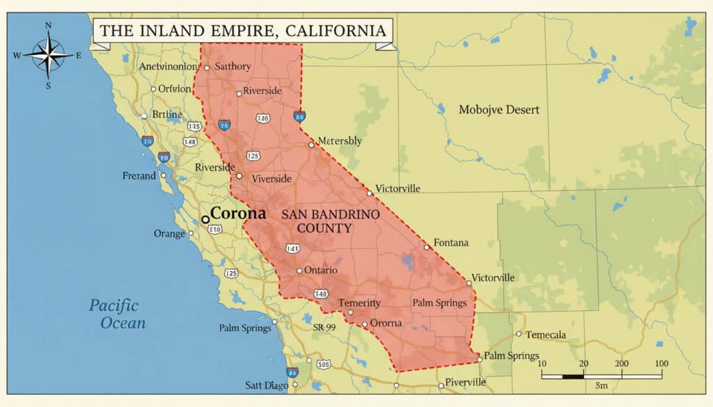 Map showing service areas for emergency plumbing problems in Inland Empire Map showing service areas for emergency plumbing problems in Inland Empire