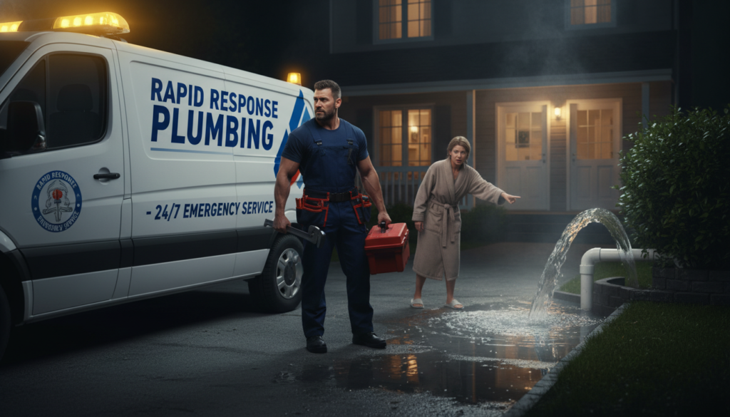 Plumber responding to emergency plumbing problems at night Plumber responding to emergency plumbing problems at night