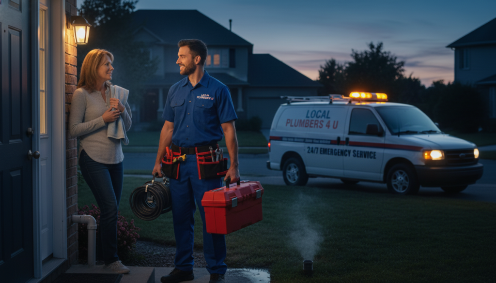 Professional plumber from Local Plumbers 4 U responding to emergency call