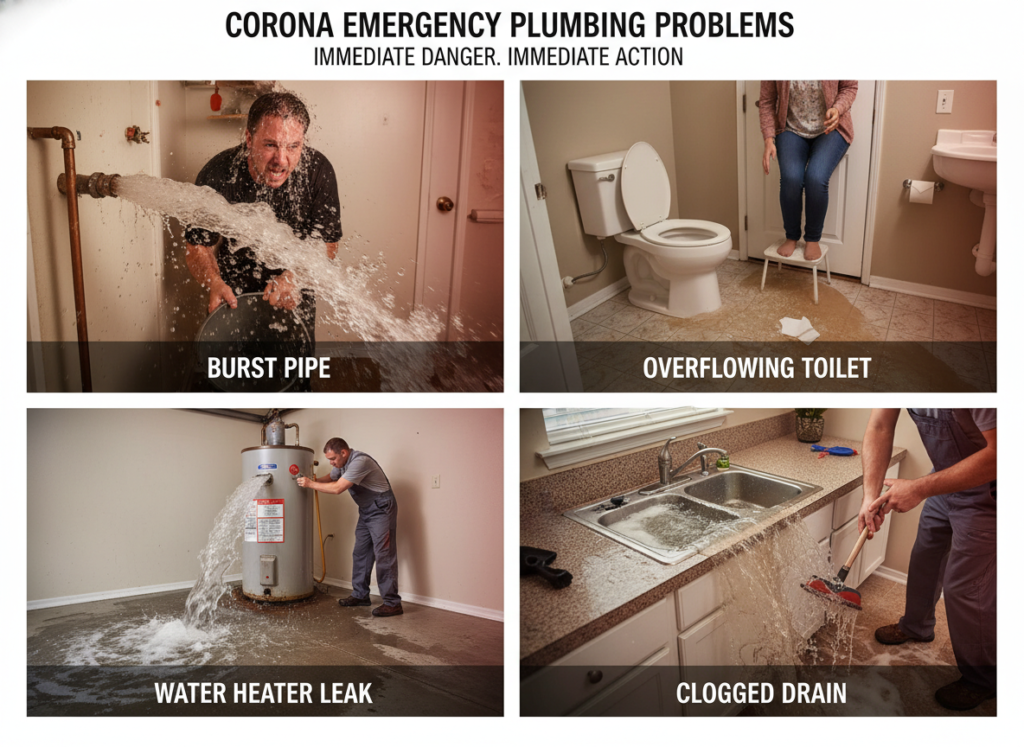 Common emergency plumbing problems in Corona homes