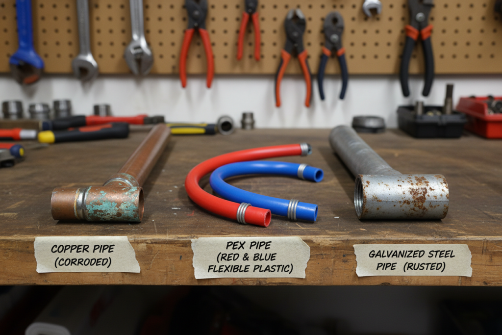 Comparison of different pipe materials used in Southern California homes showing vulnerability to slab leaks