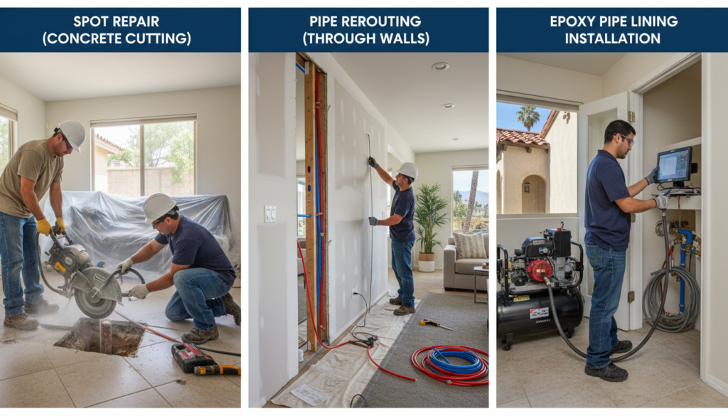 Comparison of different slab leak repair methods being performed in Corona homes Comparison of different slab leak repair methods being performed in Corona homes