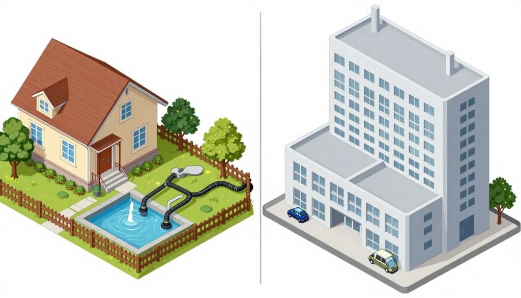 comparison of residential and commercial sewer systems